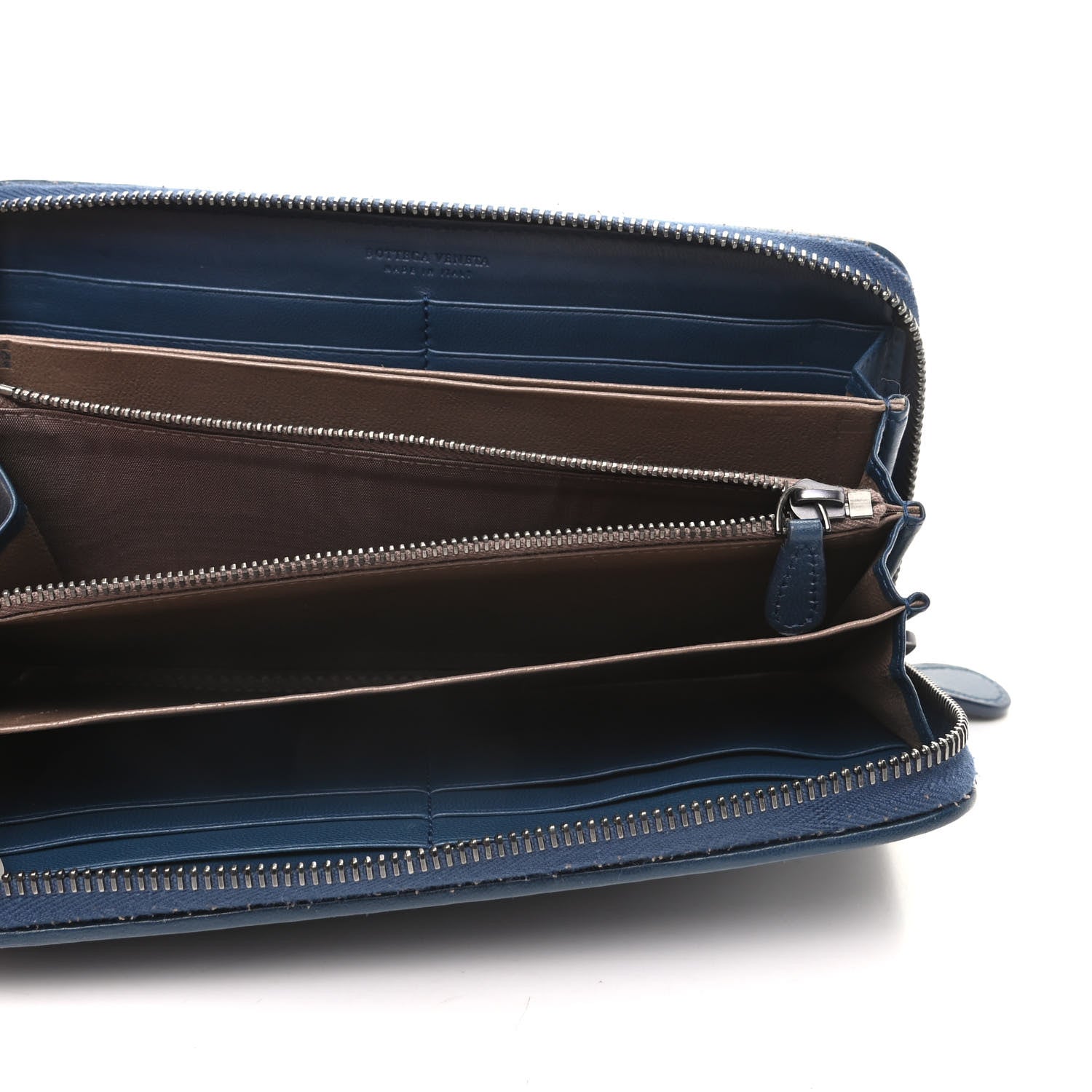 Bottega Veneta Nappa Intrecciato Zip Around Wallet Blue 5 of 8