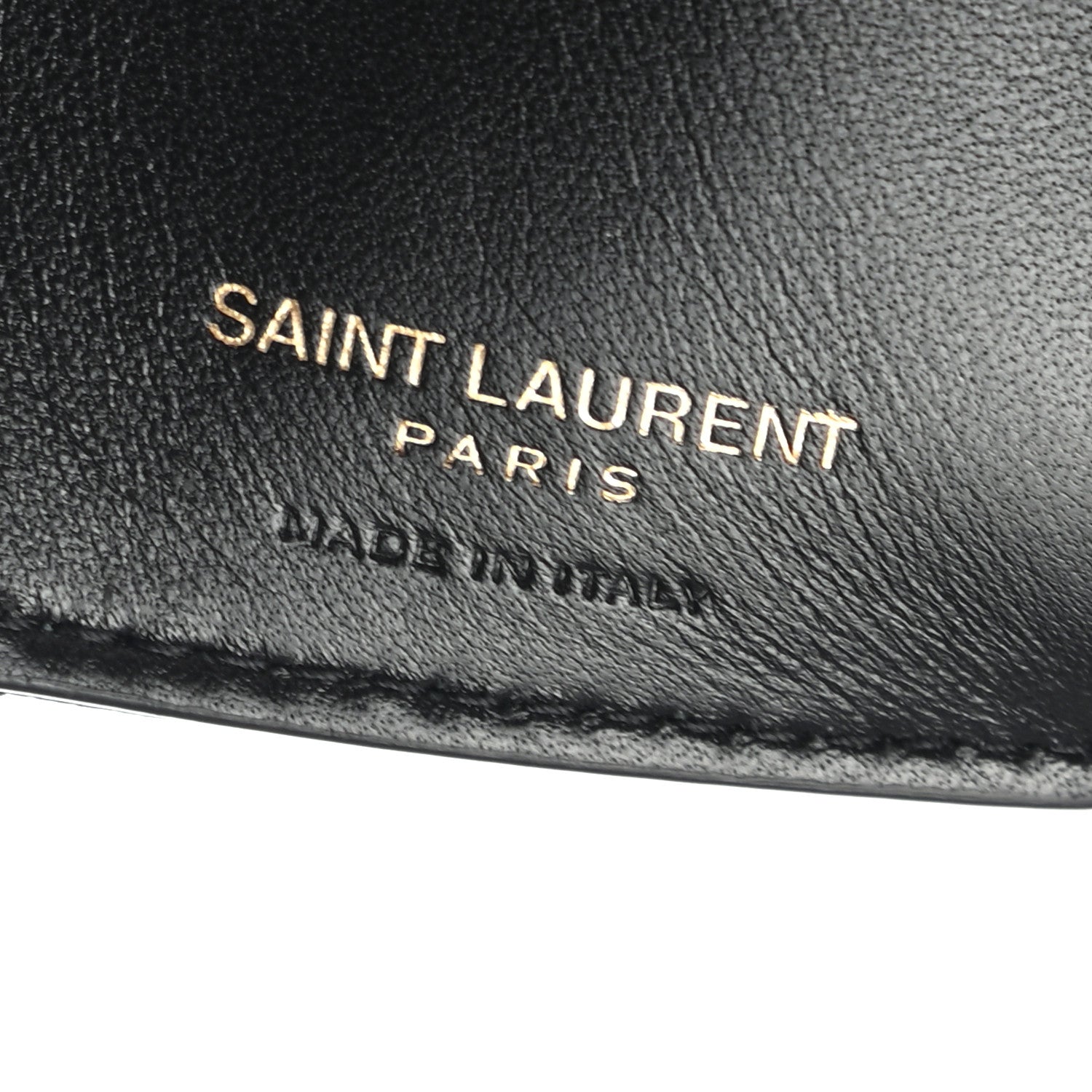 Saint Laurent Grain De Poudre Matelasse Chevron Monogram Compact Tri Fold Pocket Wallet Black 6 of 7