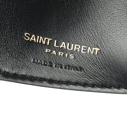 Saint Laurent Grain De Poudre Matelasse Chevron Monogram Compact Tri Fold Pocket Wallet Black 6 of 7