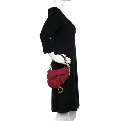 Christian Dior Grained Calfskin Mini Saddle Bag Red 2 of 11