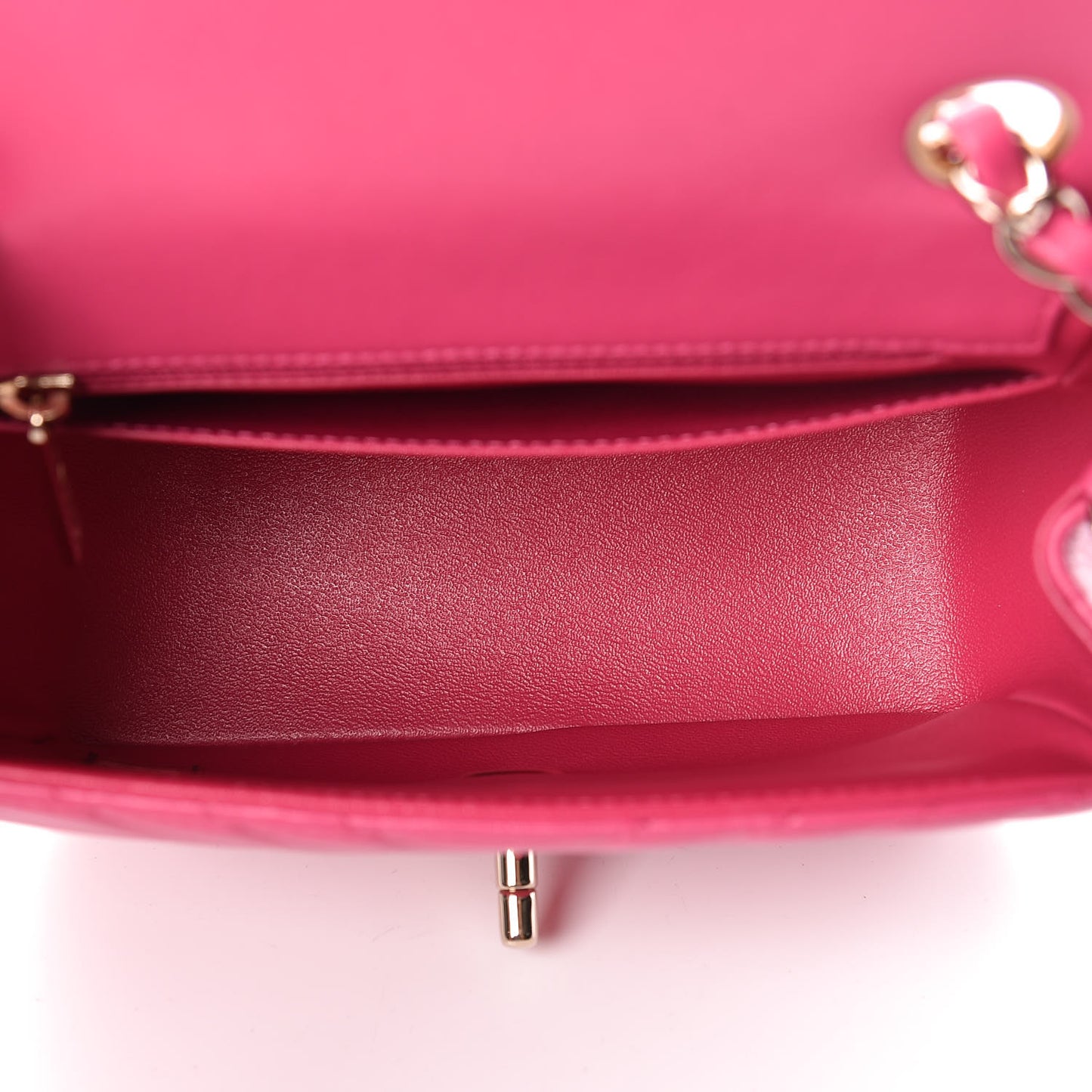 Lambskin Chevron Quilted Mini Square Flap Fuchsia