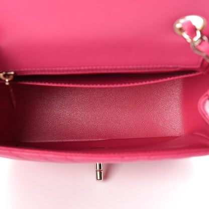 Chanel Lambskin Chevron Quilted Mini Square Flap Fuchsia 5 of 10