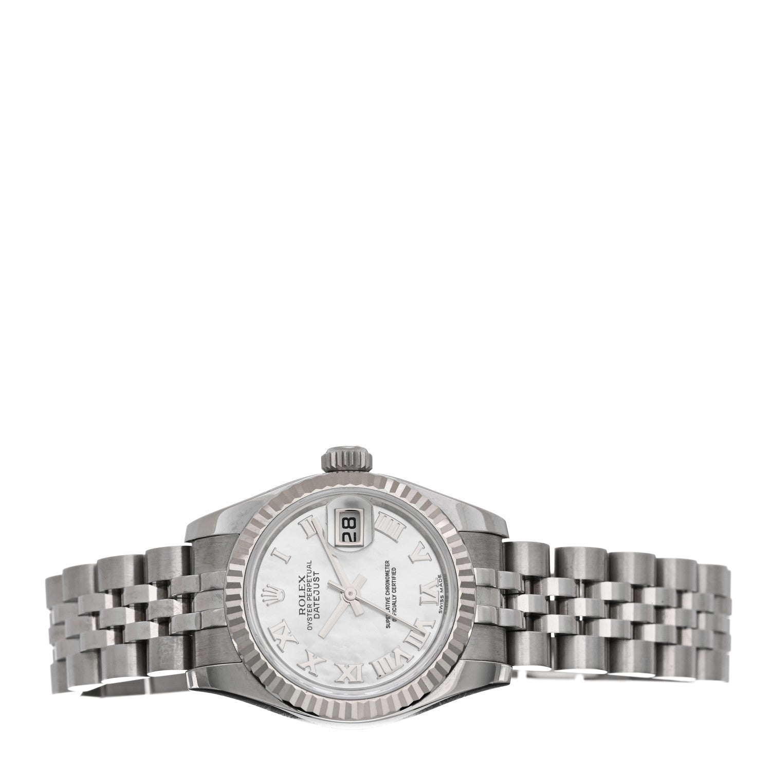 Rolex Stainless Steel 18K White Gold Mother of Pearl 26mm Oyster Perpetual Datejust Watch Roman 179174 2 of 5