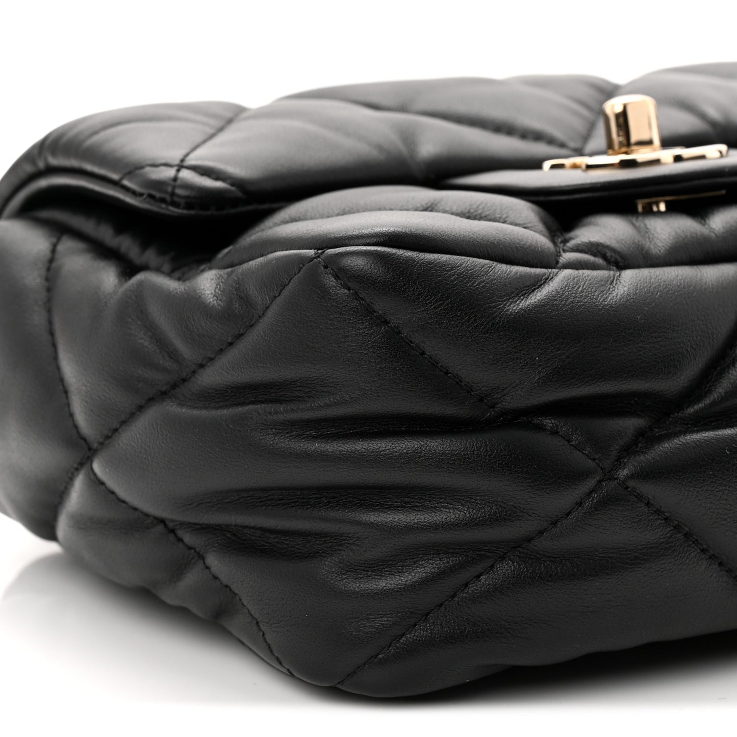 Calfskin Quilted Mini Square Bubbly Flap Black