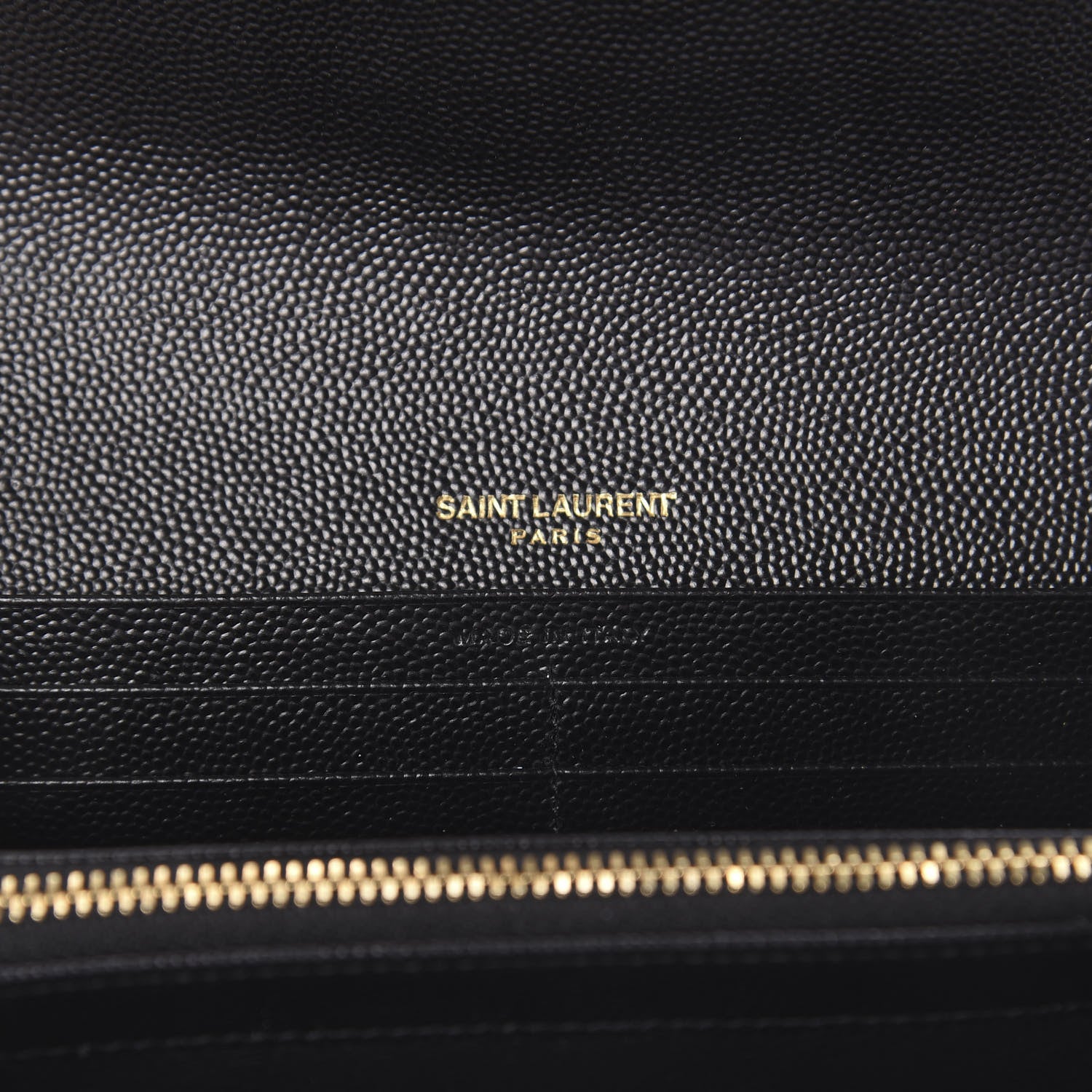 Saint Laurent Grain De Poudre Matelasse Chevron Monogram Flap Wallet Black 5 of 5