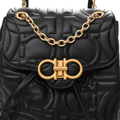 Salvatore Ferragamo Calfskin Quilted Gancini Backpack Black 7 of 9