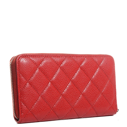 Chanel Caviar Quilted Small Zip Around Wallet Red 3 of 9