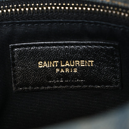 Saint Laurent Denim Quilted Toy Loulou Puffer Monogram Chain Satchel Blue Cinnamon 6 of 10