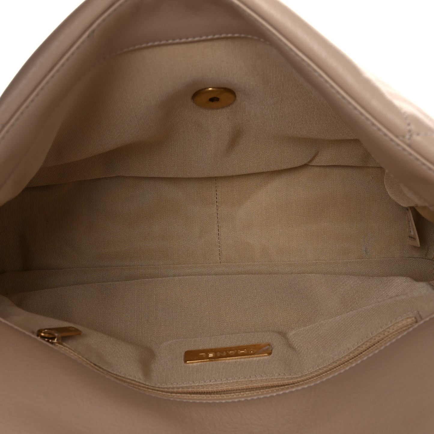 Lambskin Quilted Large Chanel 19 Flap Beige