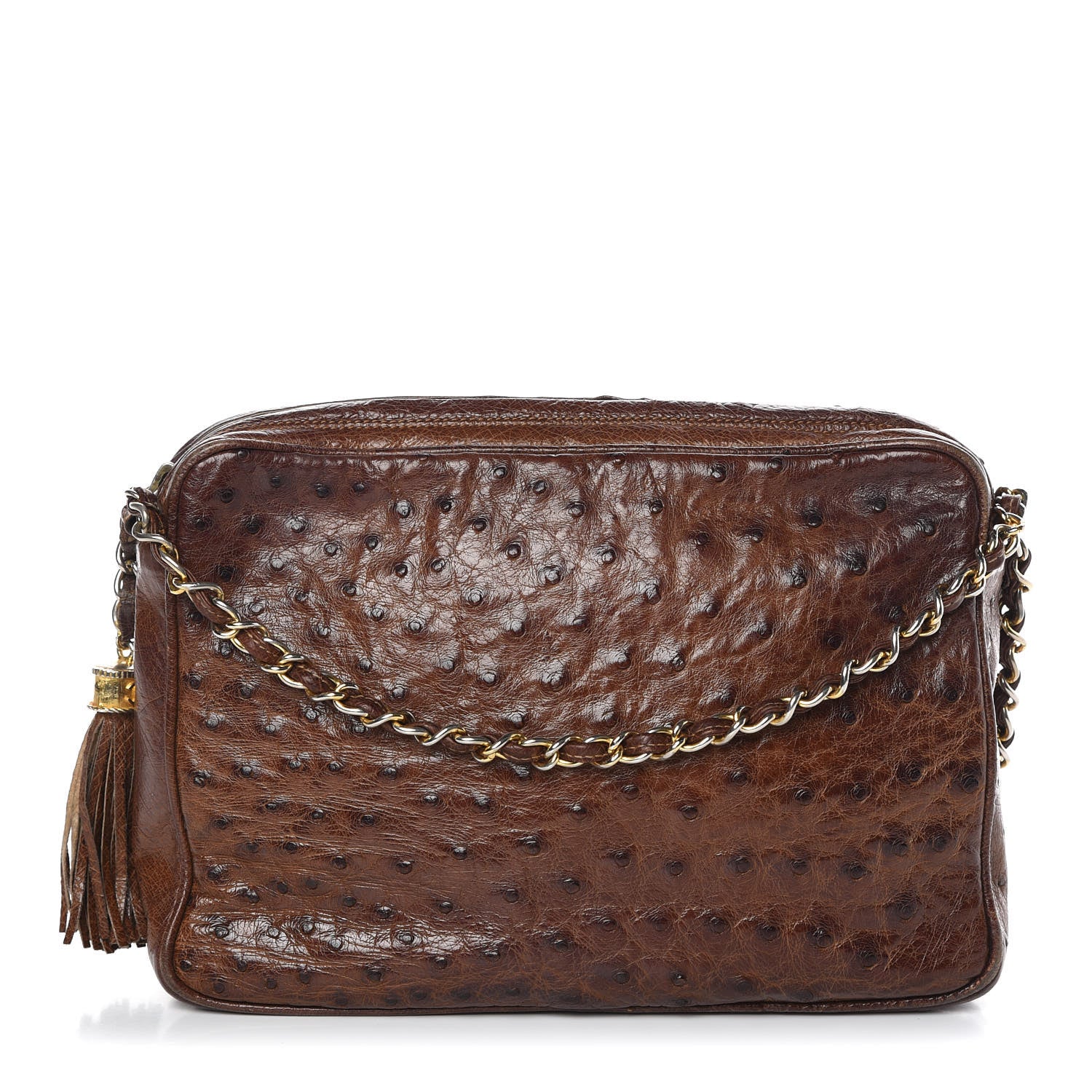 Chanel Ostrich Tassel Camera Case Brown 1 of 15