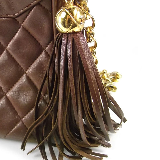 Chanel Quilted Lambskin Tassel Camera Case Brown 7 of 11