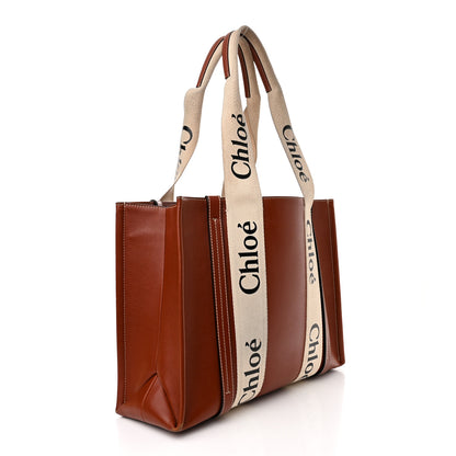 Chloe Calfskin Medium Woody Ribbon Tote Sepia Brown 3 of 12