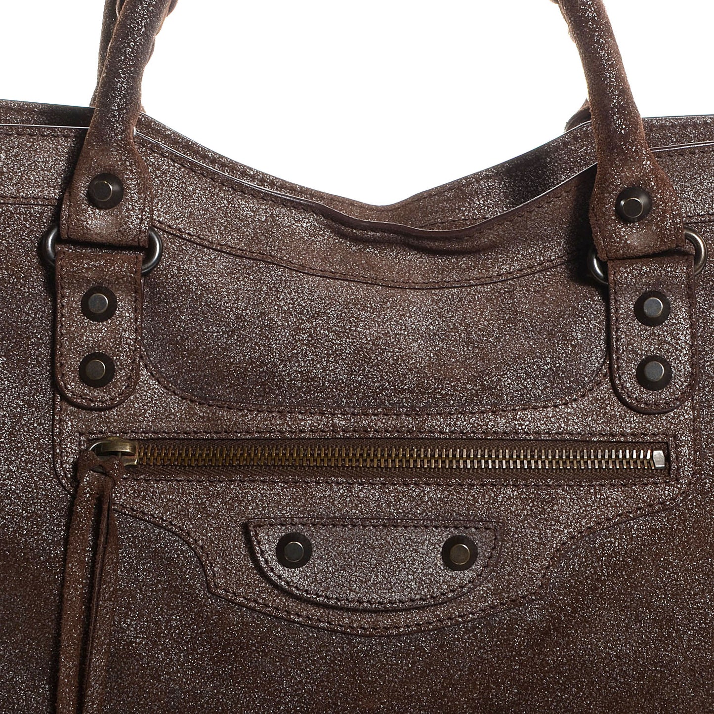 Metallic Craquele Calfskin Classic Hardware City Bronze