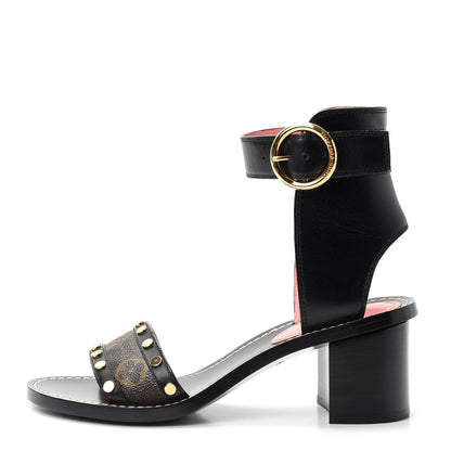 Louis Vuitton Calfskin Monogram Passenger Sandals 37 Black 1 of 10