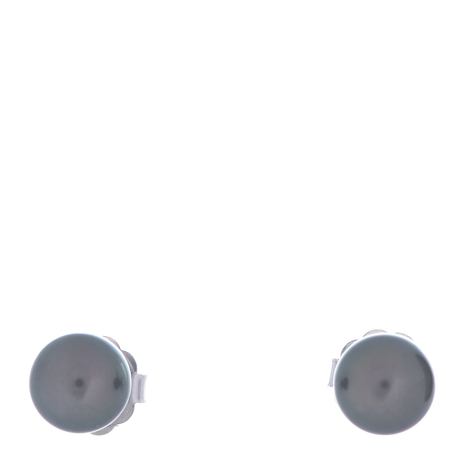Mikimoto 18K White Gold Black South Sea Pearl 9mm Stud Earrings 1 of 4