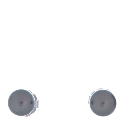Mikimoto 18K White Gold Black South Sea Pearl 9mm Stud Earrings 1 of 4