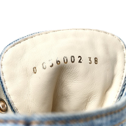 Chanel Denim Lace Up Boots 38 Light Blue 8 of 8