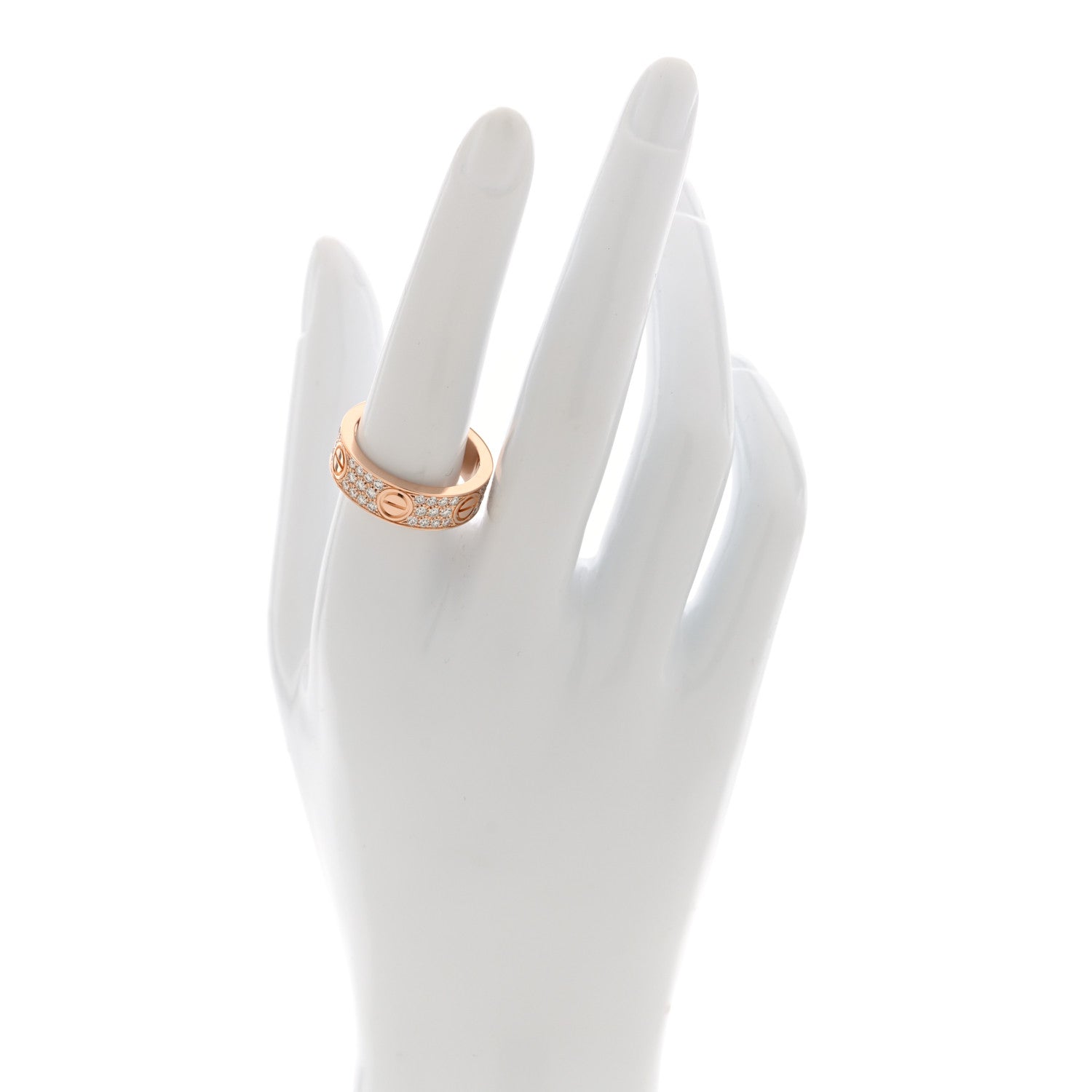 Cartier 18K Pink Gold Diamond 6.5mm LOVE Paved Ring 57 8 2 of 5