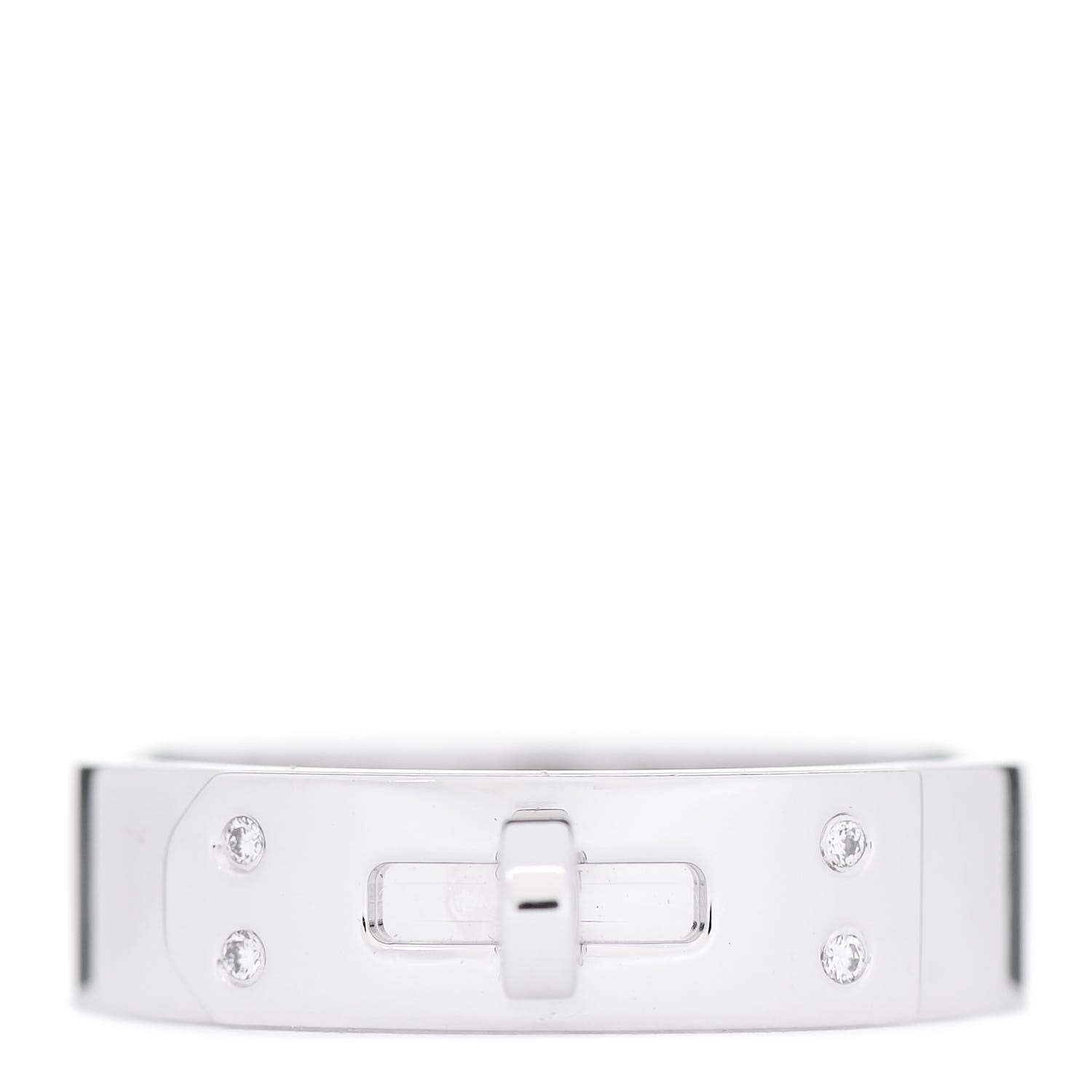 Hermes 18K White Gold Diamond PM Kelly Ring 52 6 1 of 4