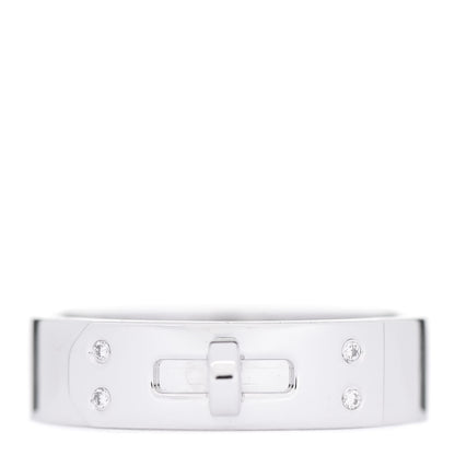 Hermes 18K White Gold Diamond PM Kelly Ring 52 6 1 of 4