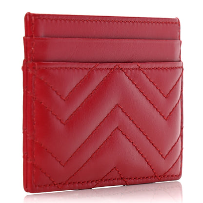 Gucci Calfskin Matelasse GG Marmont Card Holder Hibiscus Red 3 of 8