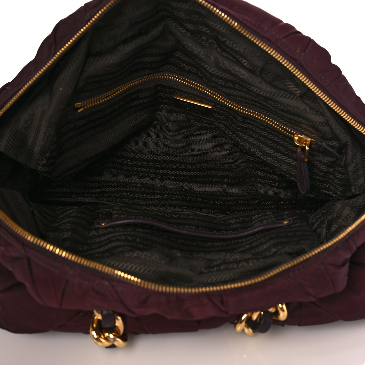 Tessuto Nylon Chevron Catena Bag Prugna