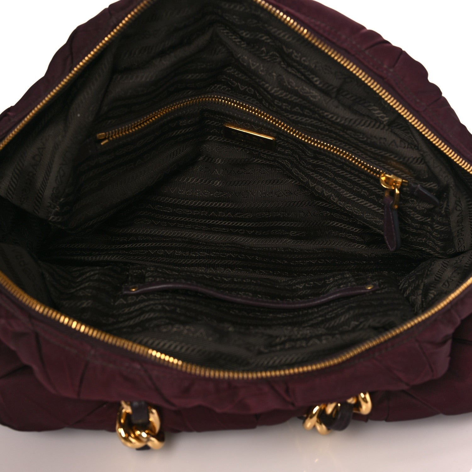 Prada Tessuto Nylon Chevron Catena Bag Prugna 4 of 8
