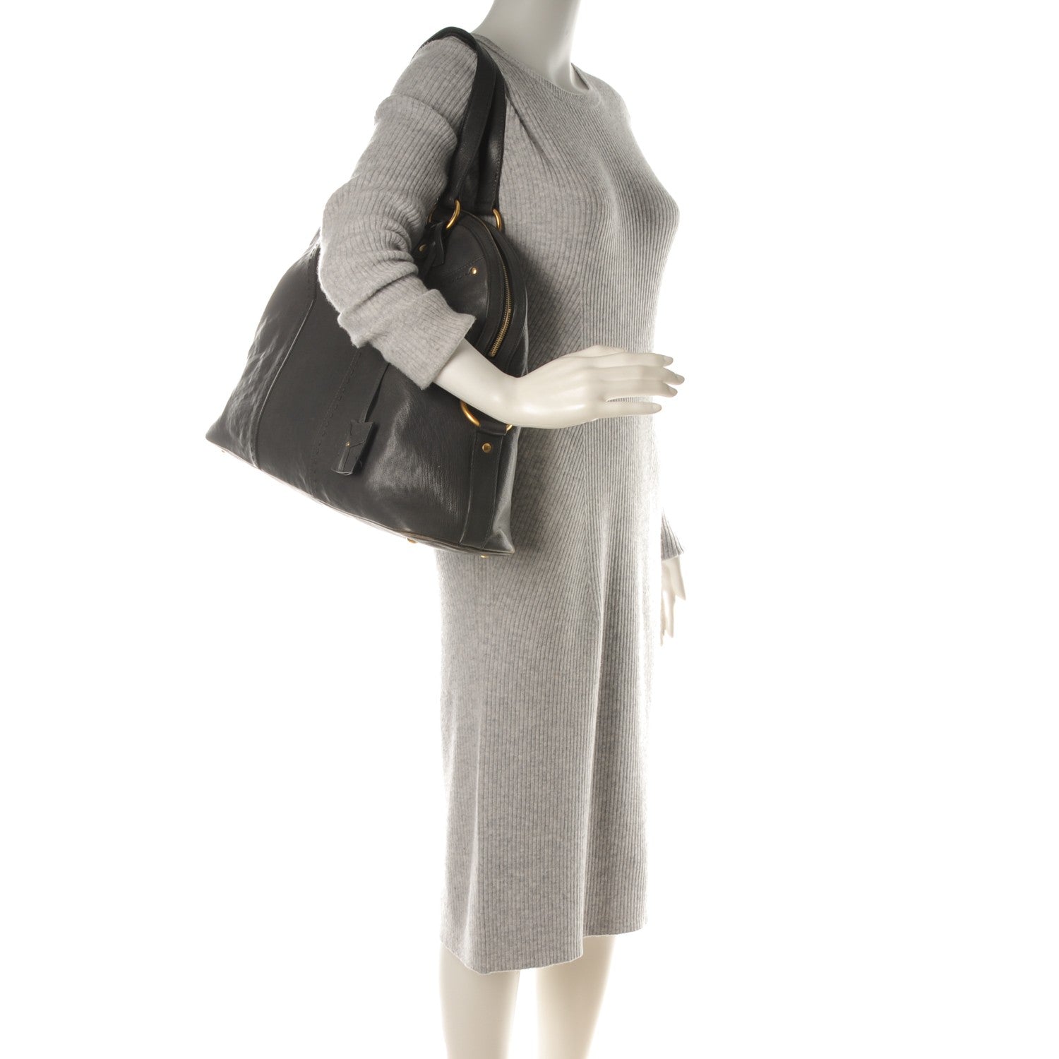 Saint Laurent Calfskin Oversized Muse Dark Grey 2 of 10