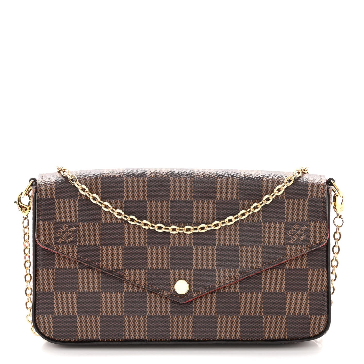 Louis Vuitton Damier Ebene Pochette Felicie Chain Wallet 2 of 9