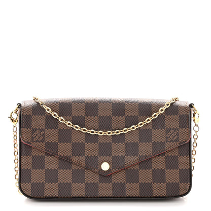Louis Vuitton Damier Ebene Pochette Felicie Chain Wallet 2 of 9