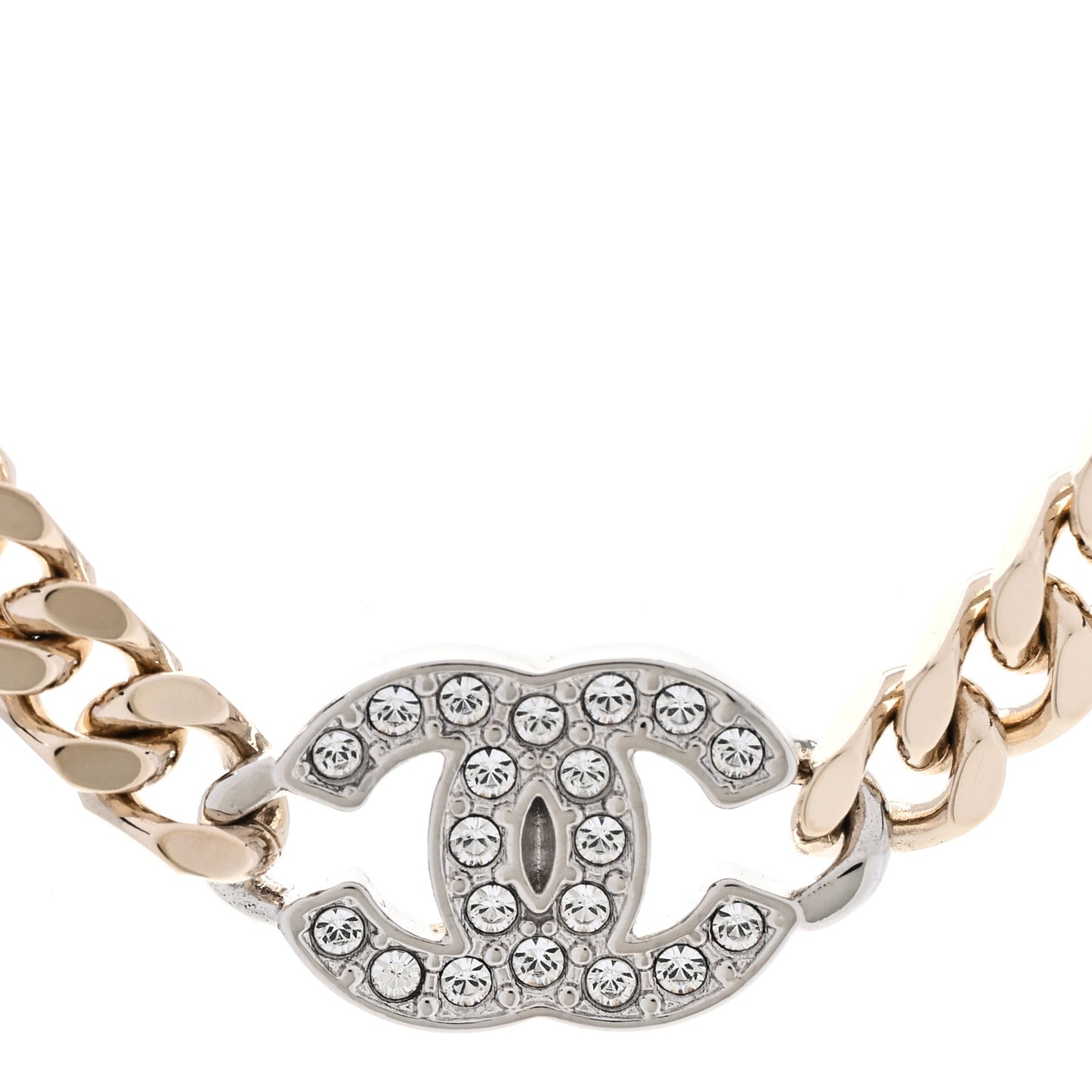 Crystal Chain CC Link Choker Gold Silver