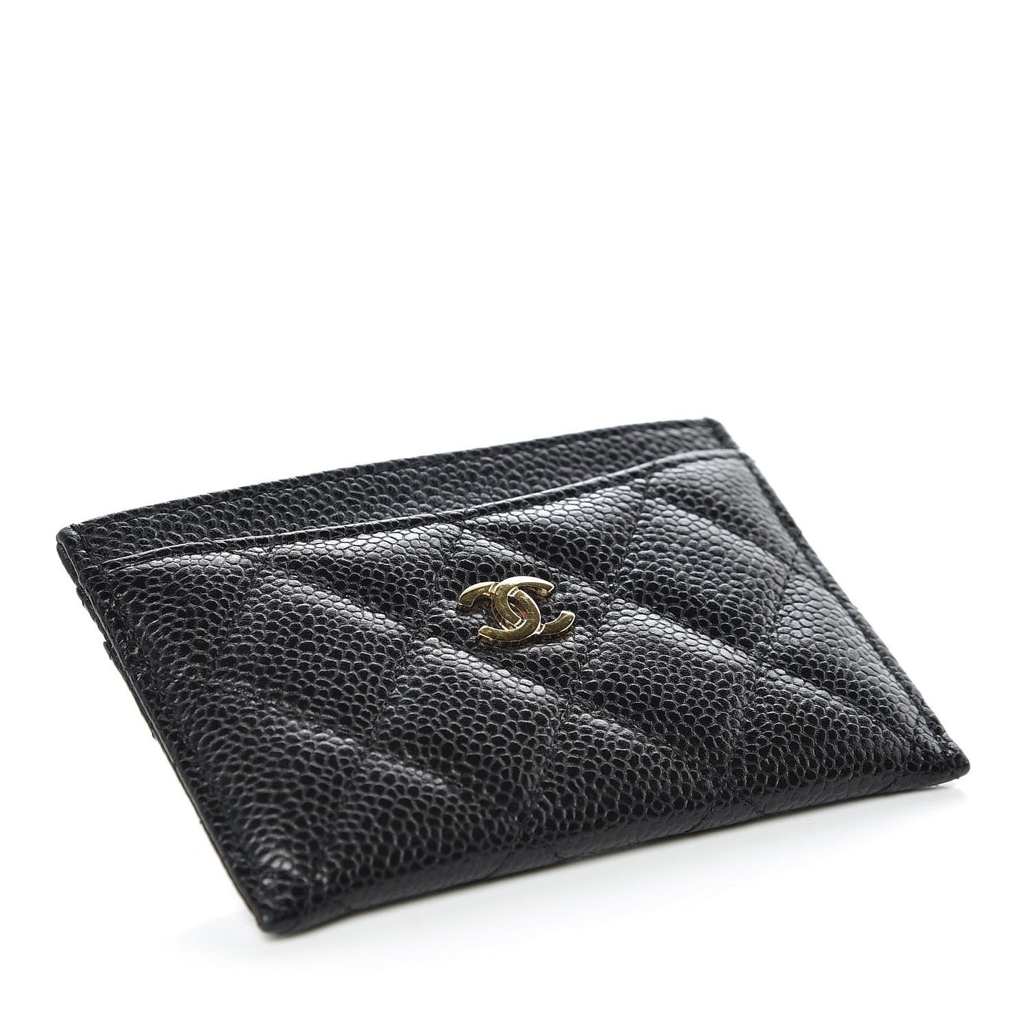 Caviar Quilted Card Holder Black