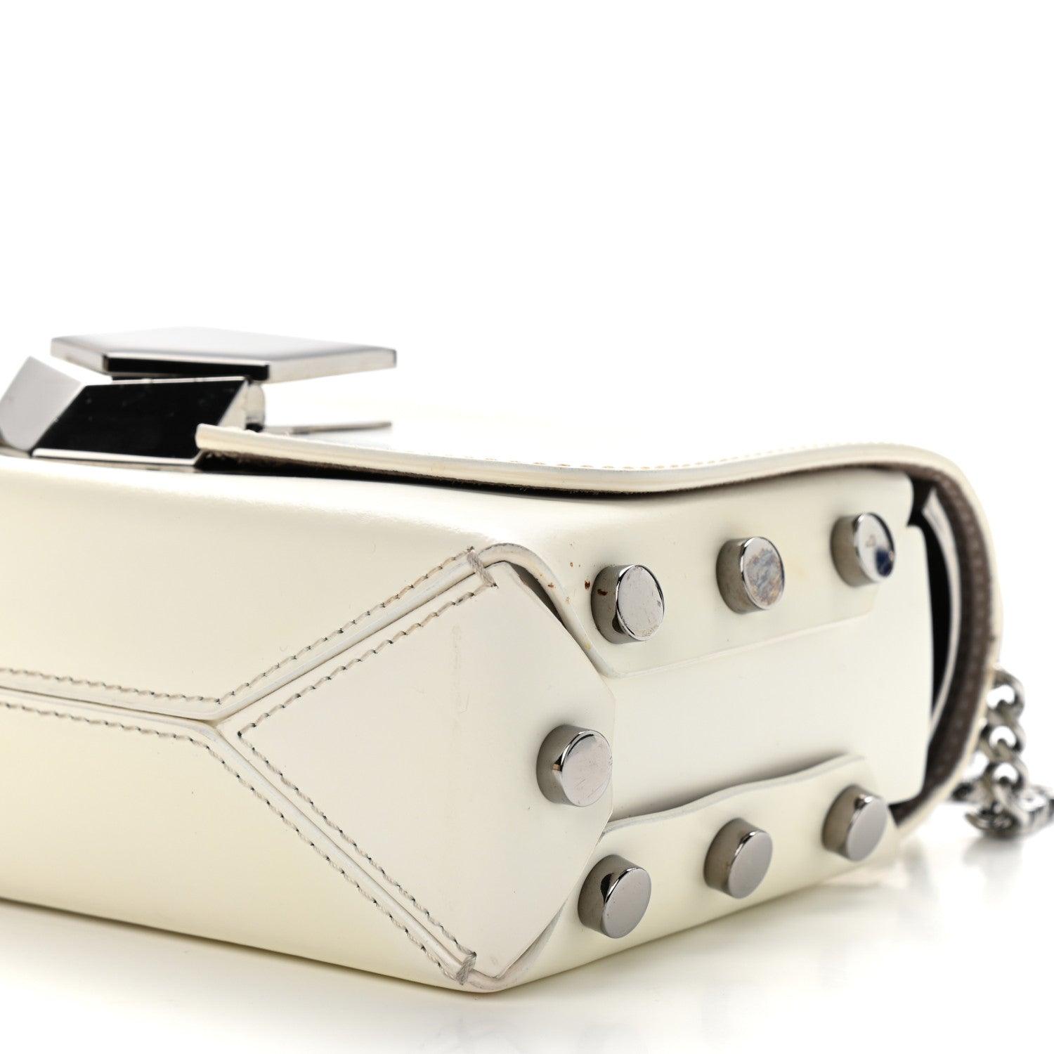 Jimmy Choo Smooth Calfskin Lockett Petite Shoulder Bag White 8 of 9