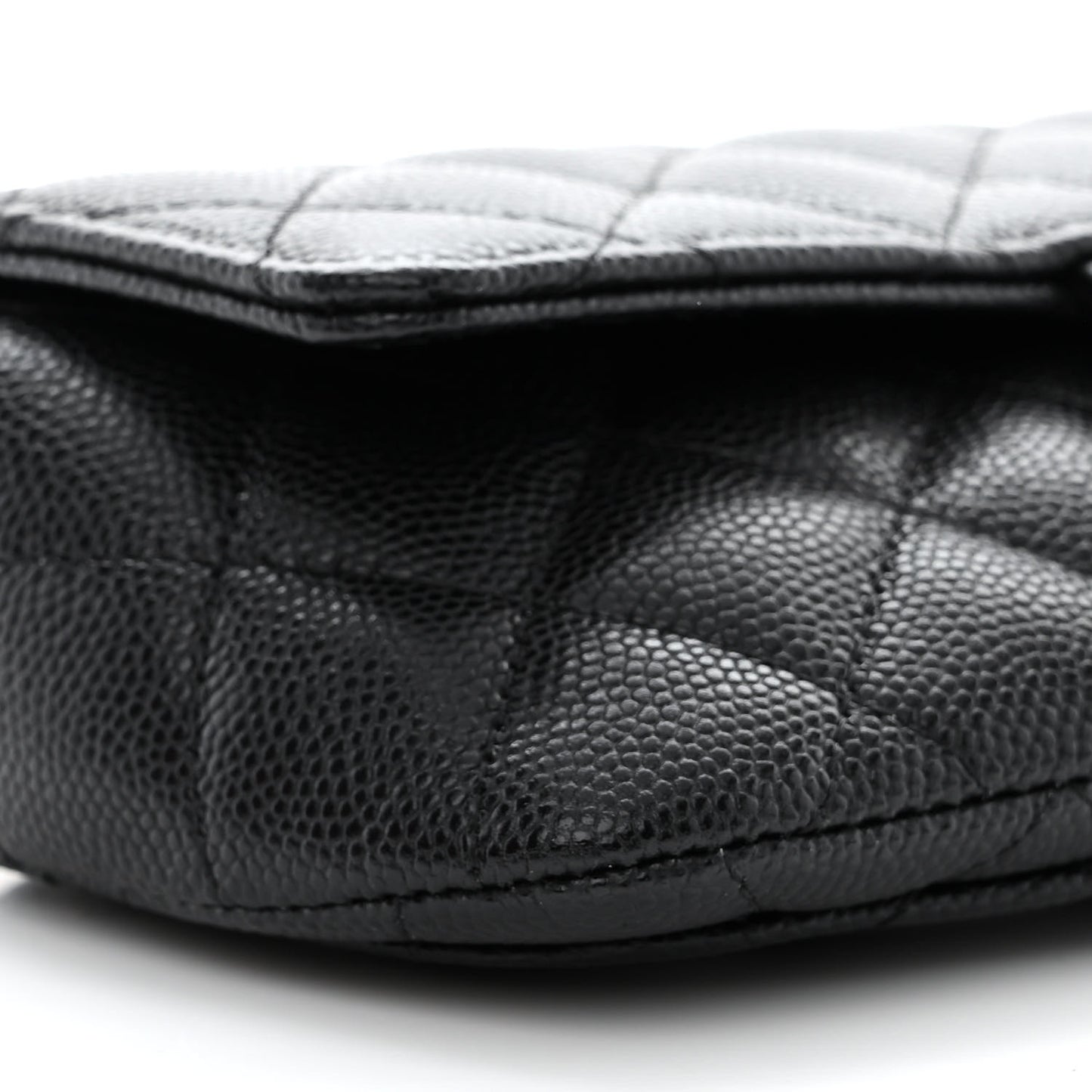 Caviar Quilted Glasses Case With Chain Black