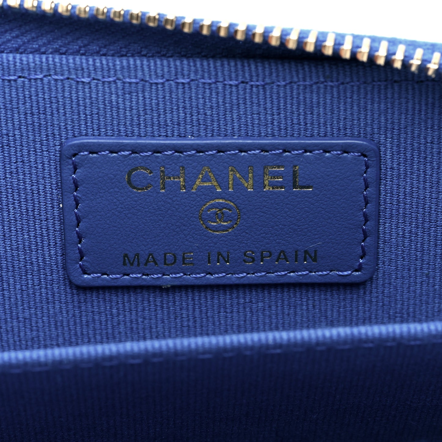 Lambskin Quilted Chanel 19 Zip Around Coin Purse Wallet Dark Blue