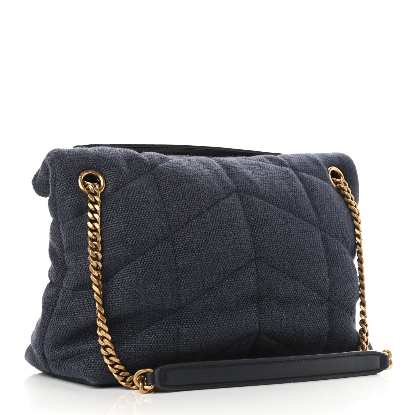 Canvas Quilted Small Loulou Puffer Monogram Chain Satchel Marine