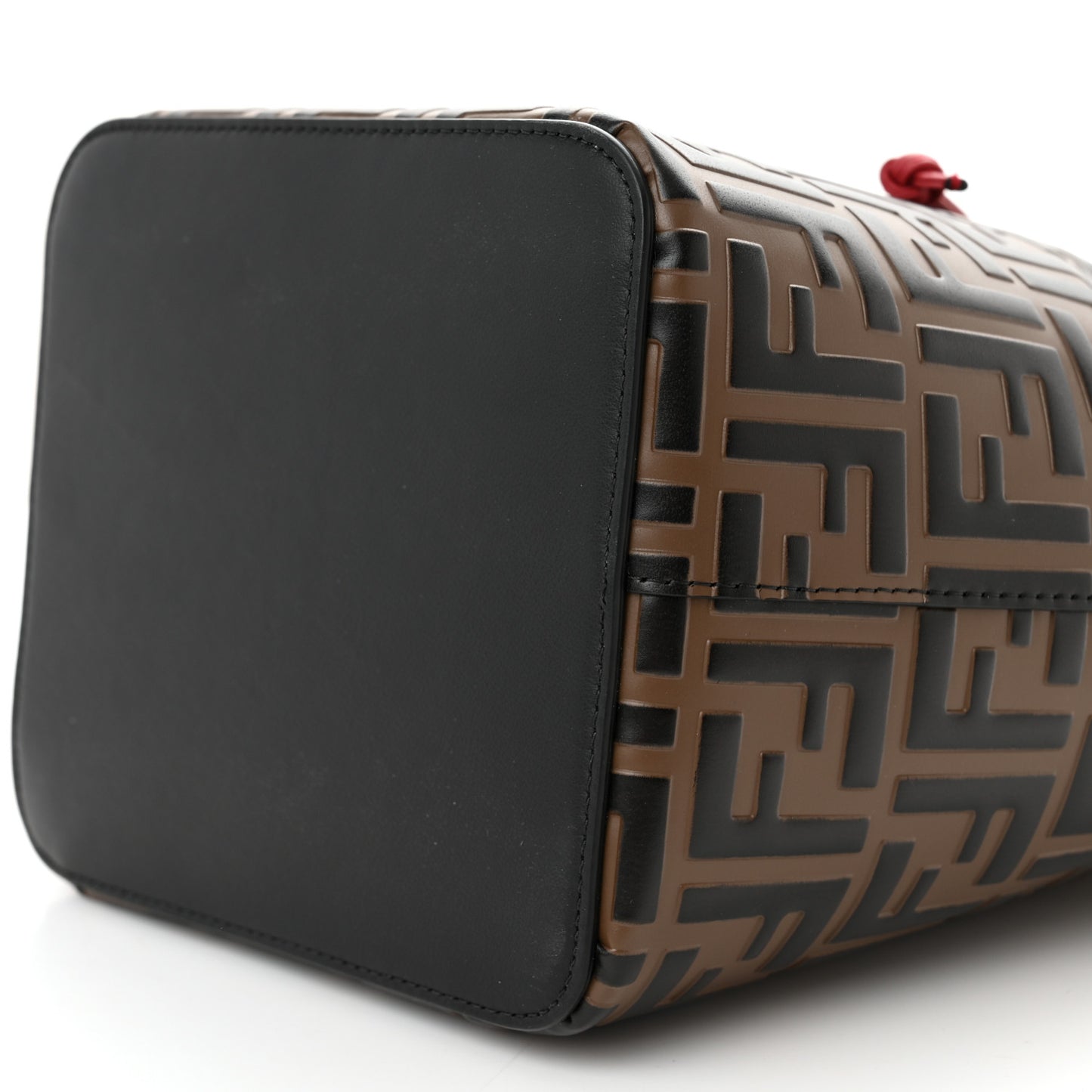 Vitello Grace F is Fendi Bi-Color FF 1974 Embossed Grande Mon Tresor Bucket Bag Maya Black Fragola