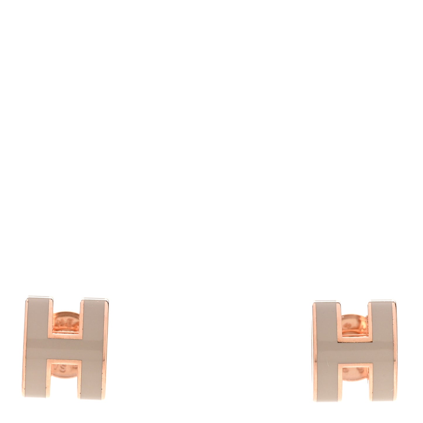 Rose Gold Lacquered Mini Pop H Earrings Marron Glace
