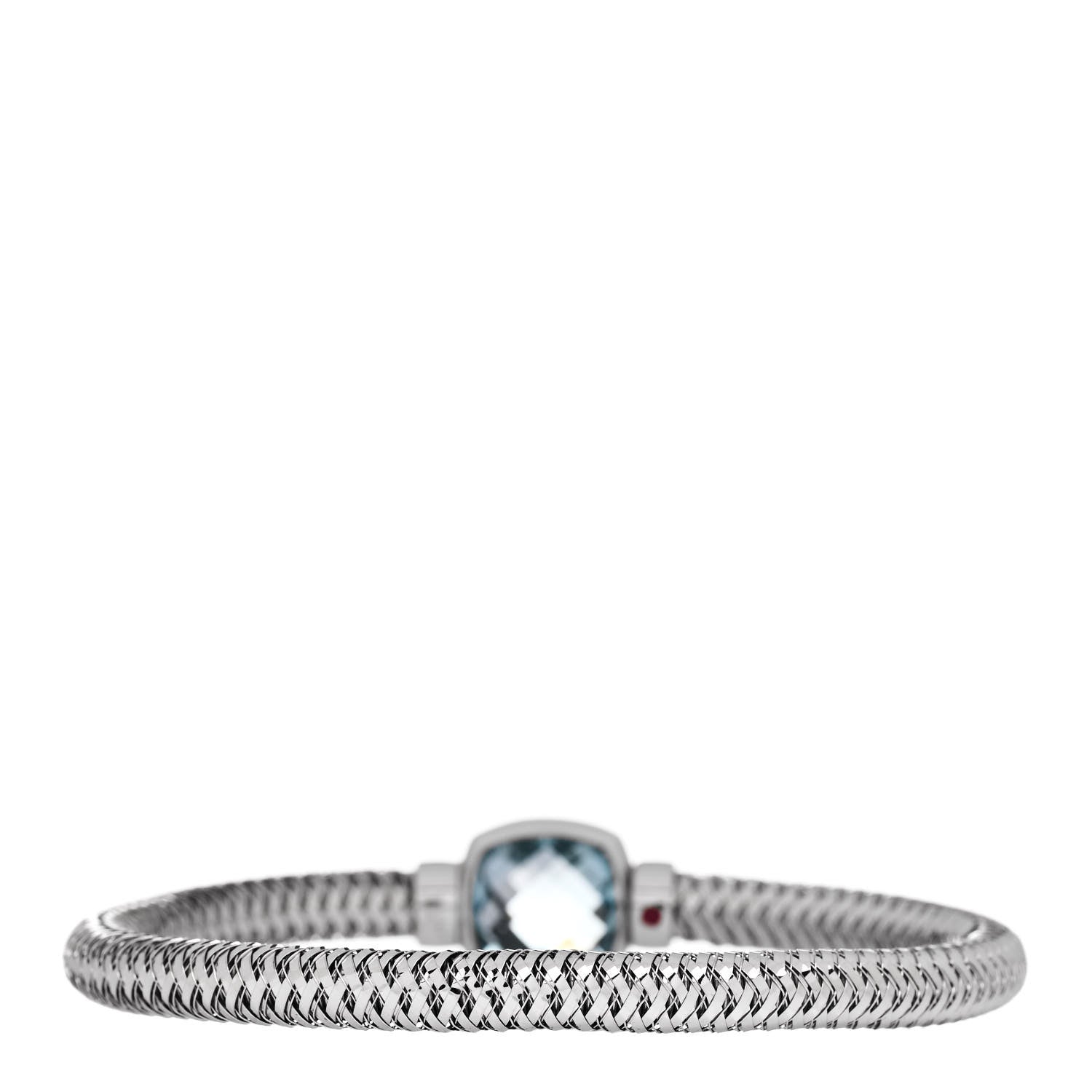 Roberto Coin 18K White Gold Blue Topaz Primavera Stretch Bracelet 2 of 3