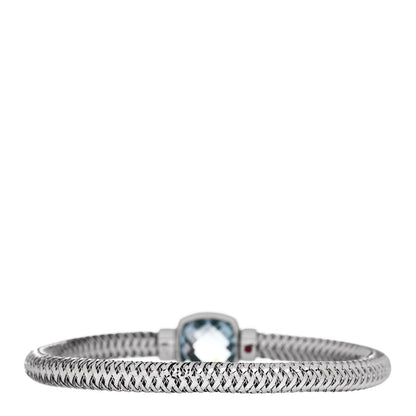 Roberto Coin 18K White Gold Blue Topaz Primavera Stretch Bracelet 2 of 3