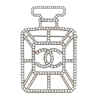 Chanel Ruthenium Crystal Perfume Bottle CC Brooch Iridescent Blue 1 of 5