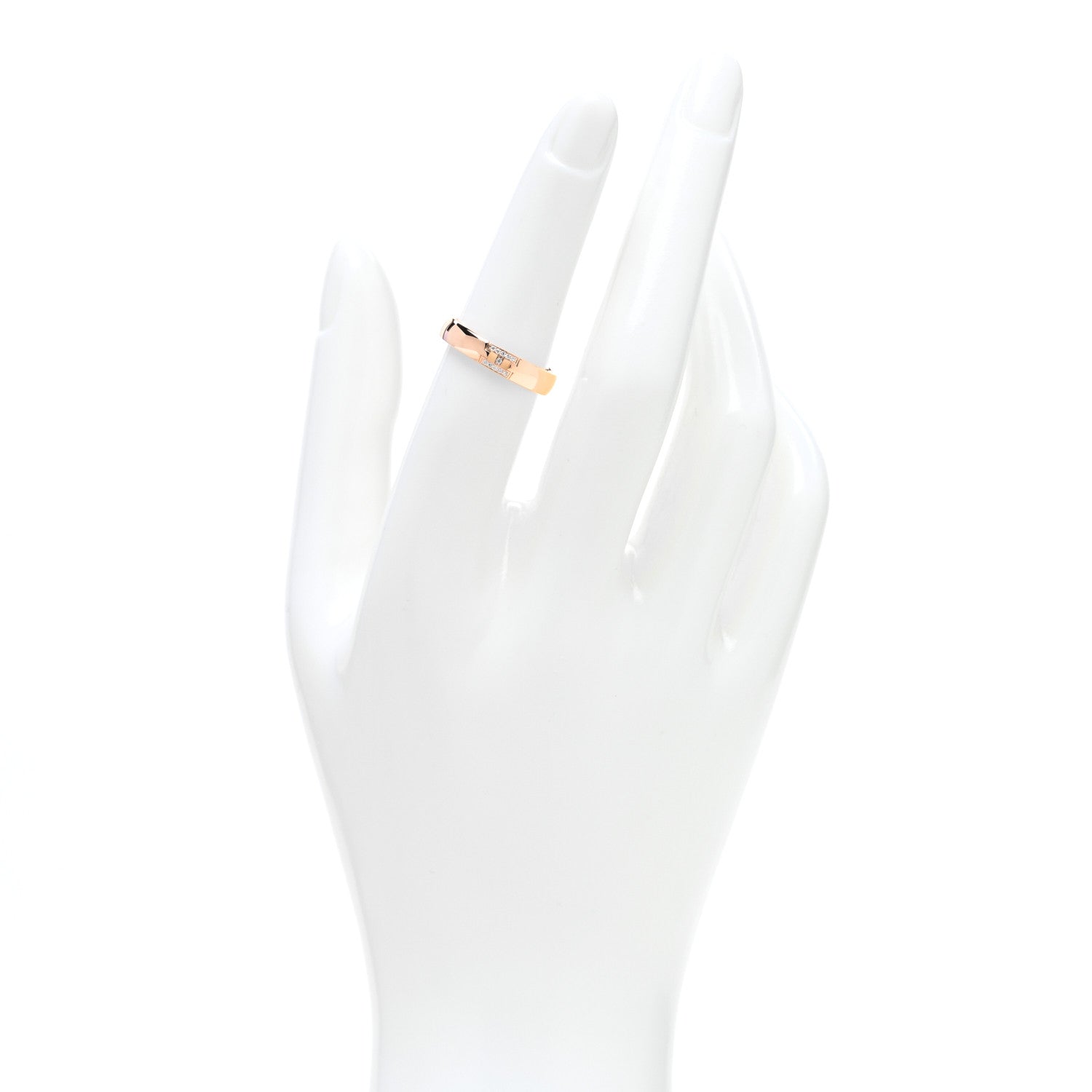 Hermes 18K Rose Gold Diamond Ever Herakles Wedding Band Ring 52 6 2 of 5