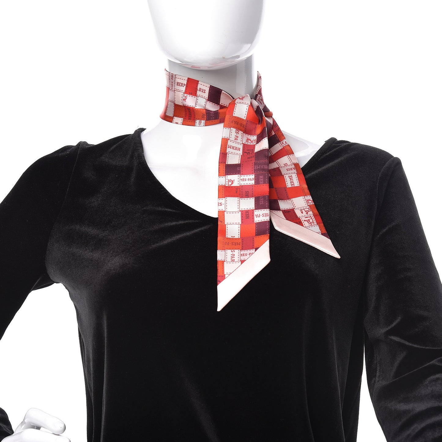 Silk Bolduc Au Carre Twilly Rouge Bordeaux Creme