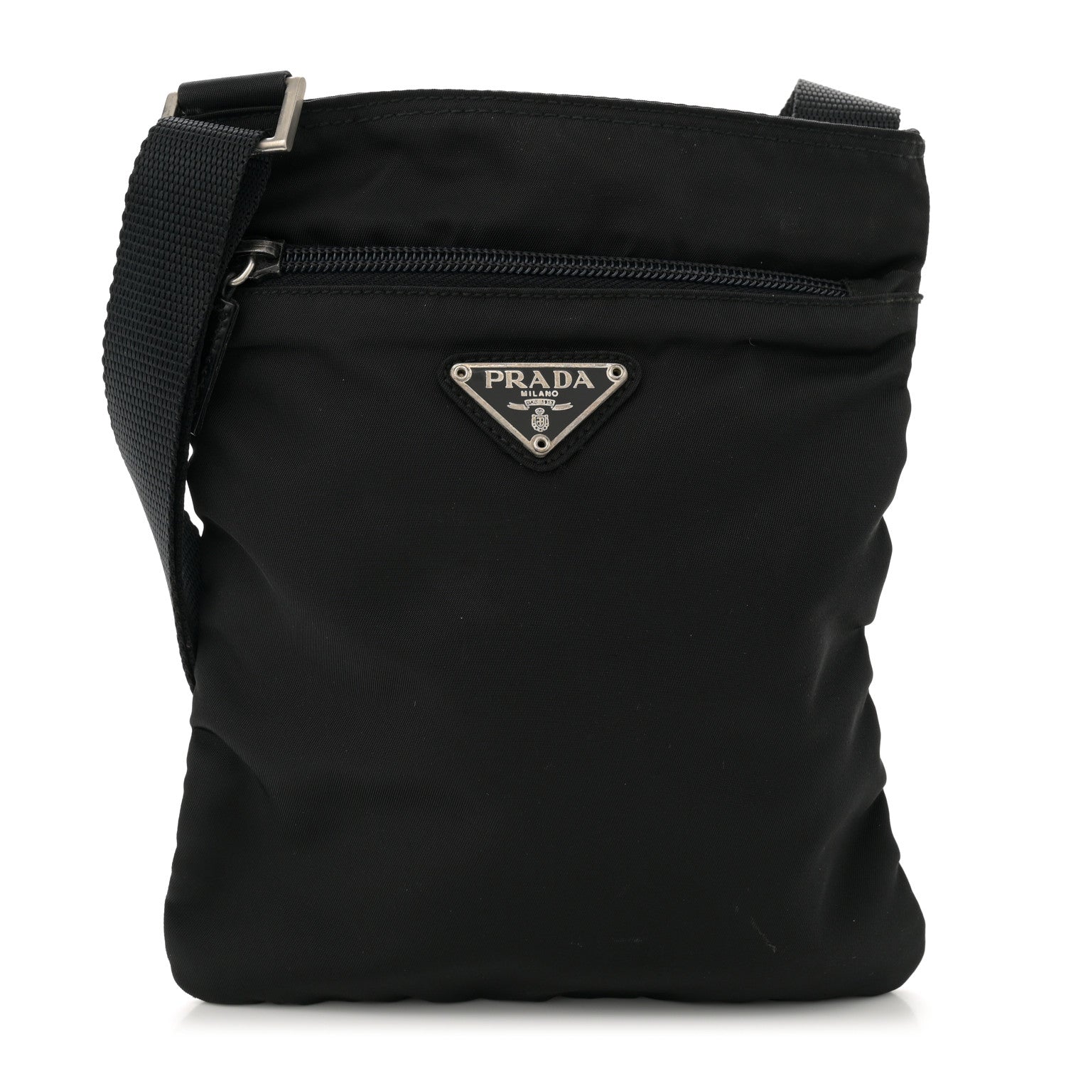 Prada Nylon Small Flat Messenger Bag Black 1 of 11