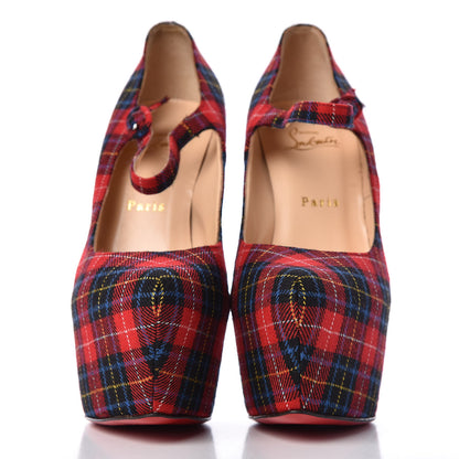 Christian Louboutin Fabric Tartan Print Lady Daf 160 Pumps 39 2 of 12