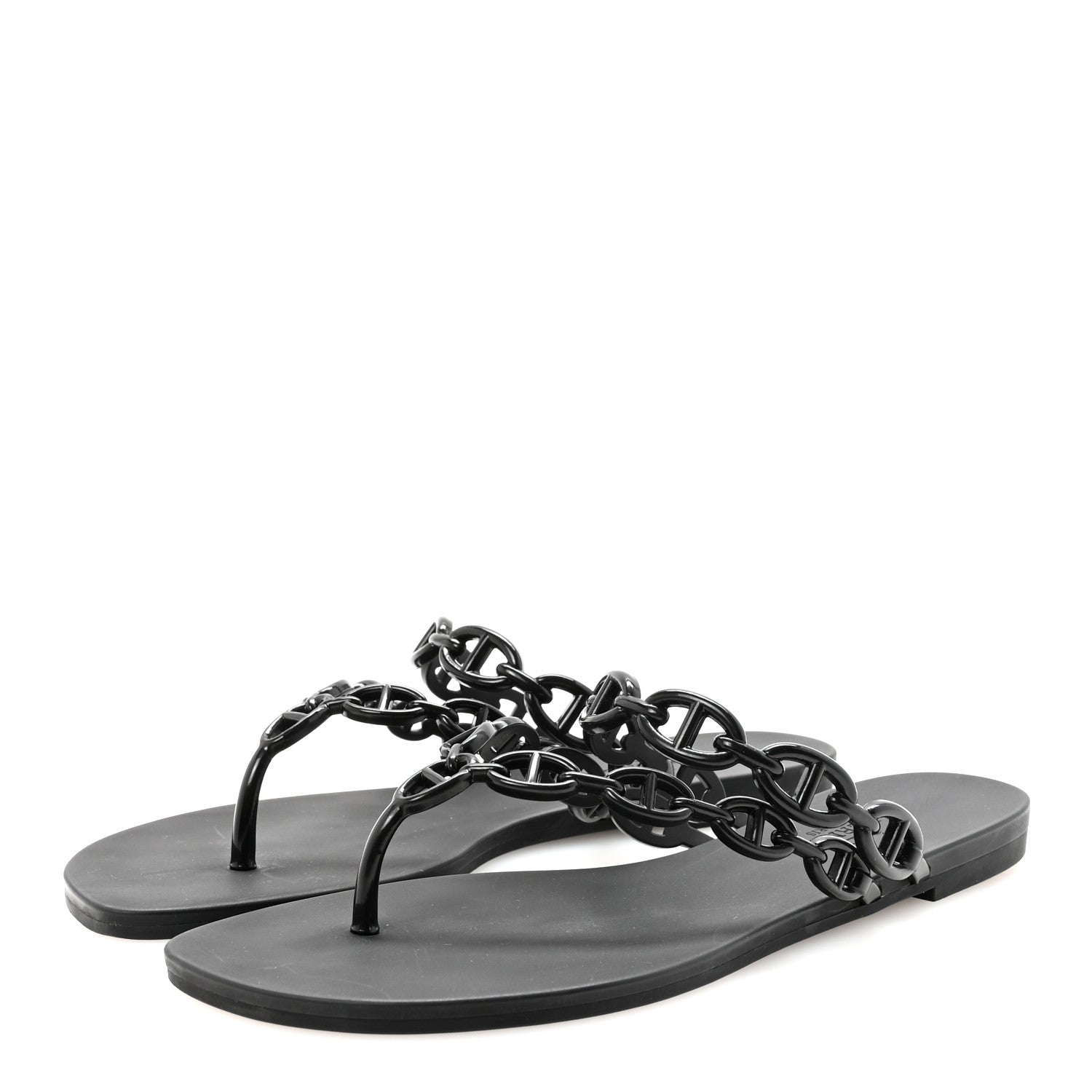 Hermes Rubber Chaine d'Ancre Island Sandals 37 Black 4 of 8