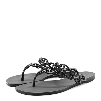 Hermes Rubber Chaine d'Ancre Island Sandals 37 Black 4 of 8