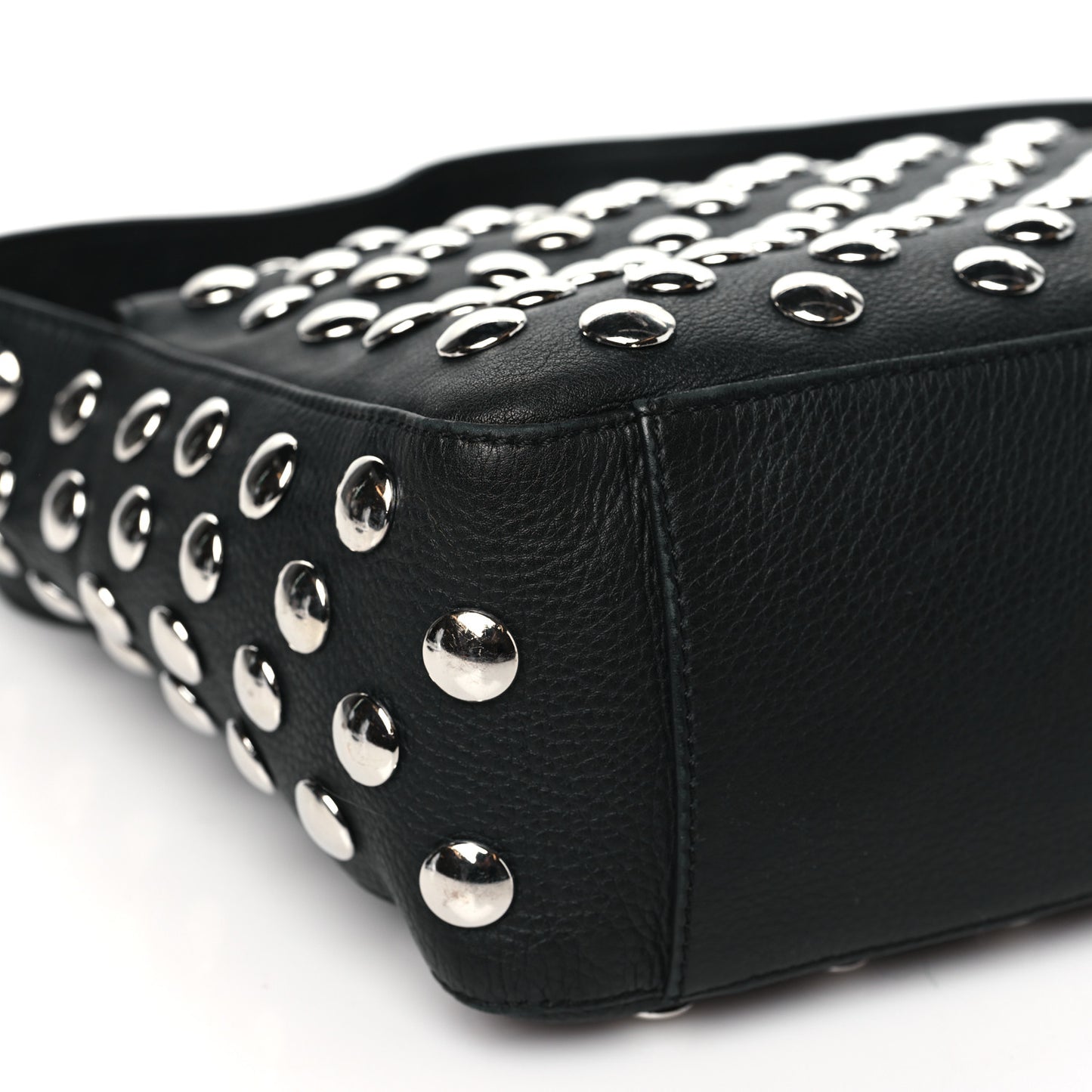 Pebbled Sport Calfskin Studded Elena Black