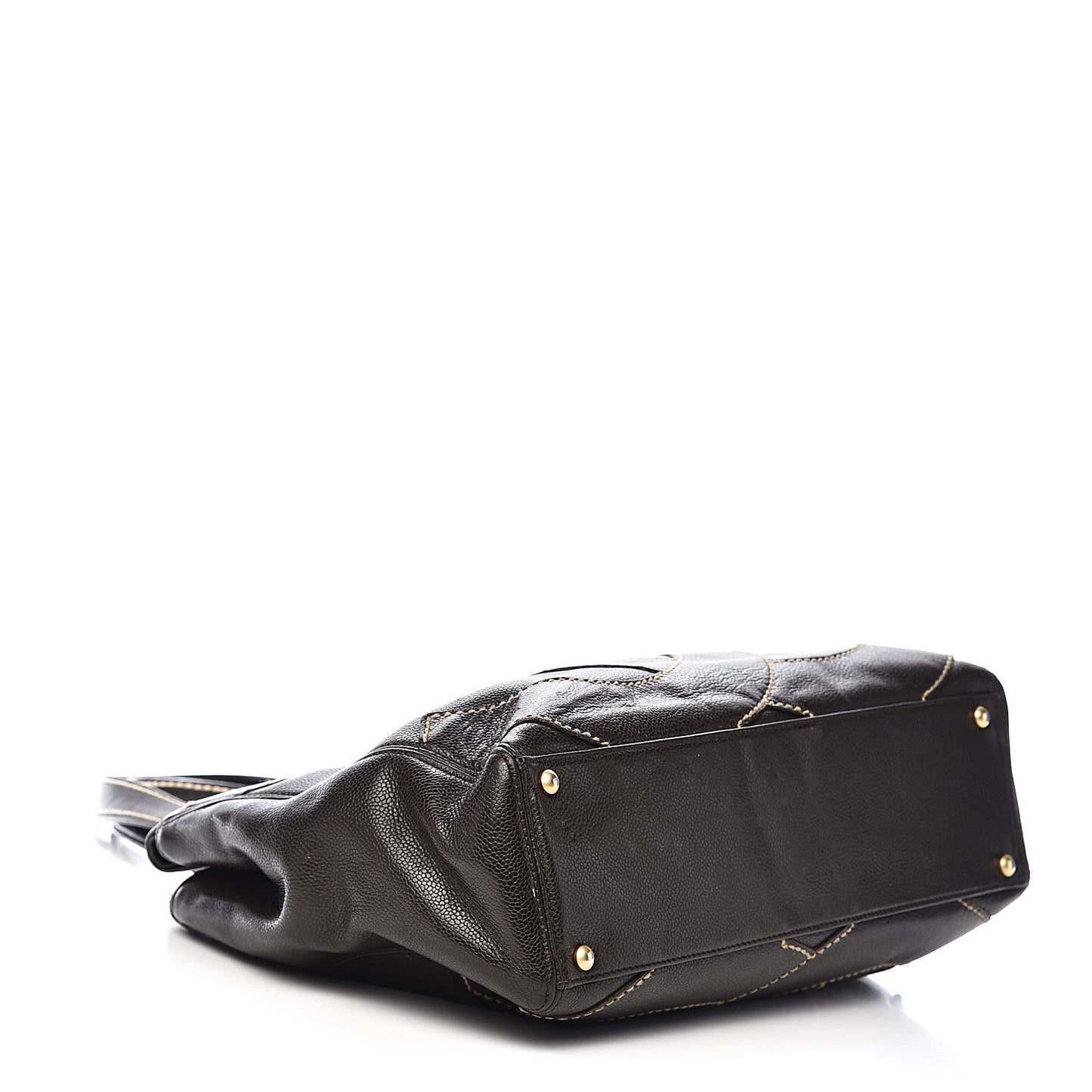 Caviar CC Stitched Medium Tote Brown