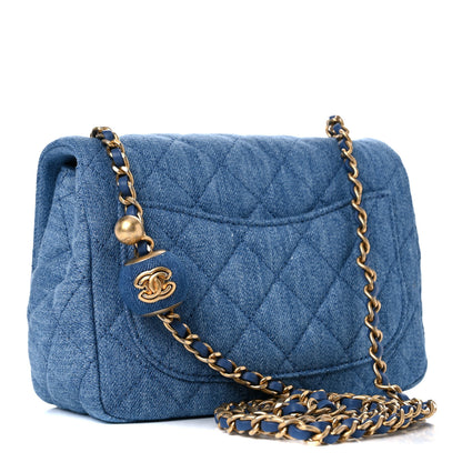 Chanel Denim Quilted Mini Pearl Crush Flap Blue 3 of 10